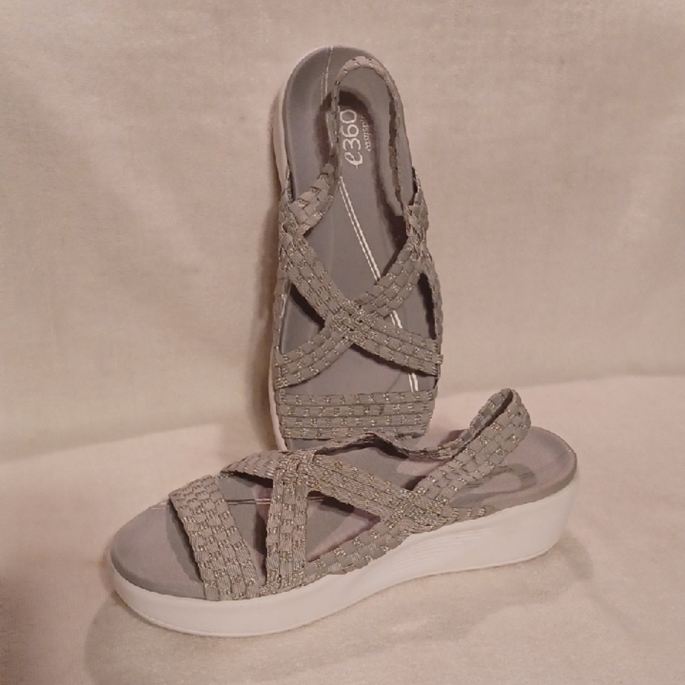 Easy Spirit Gray Silver Woven Sandals Women's Size 6.5